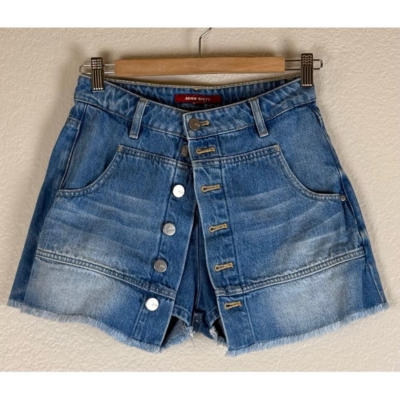 Miss Sixty Vintage Y2K Micro Mini Denim Skirt/Skorts, size 26 / XS - Picture 4 of 13